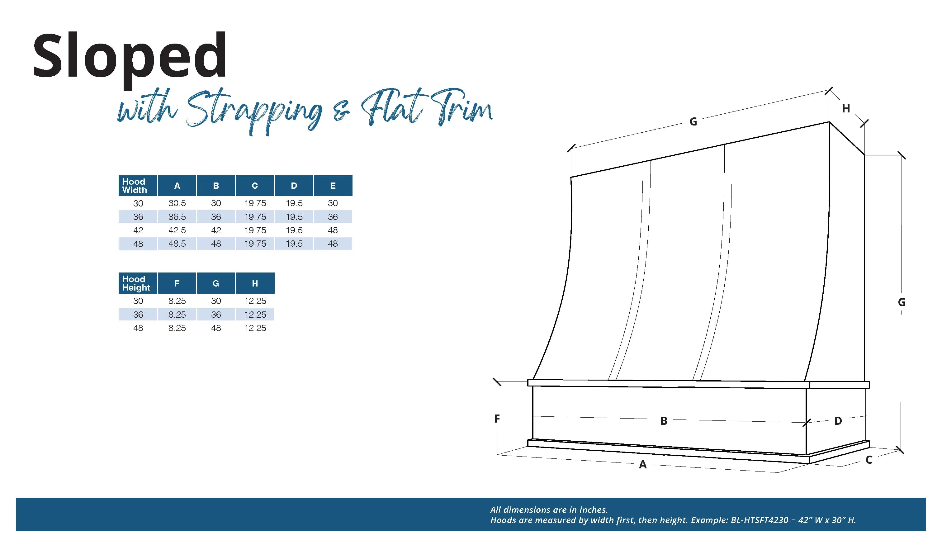 KCD Oslo Oak Sloped Hood with Strapping Flat Trim - 30" W x 30" H - product photo