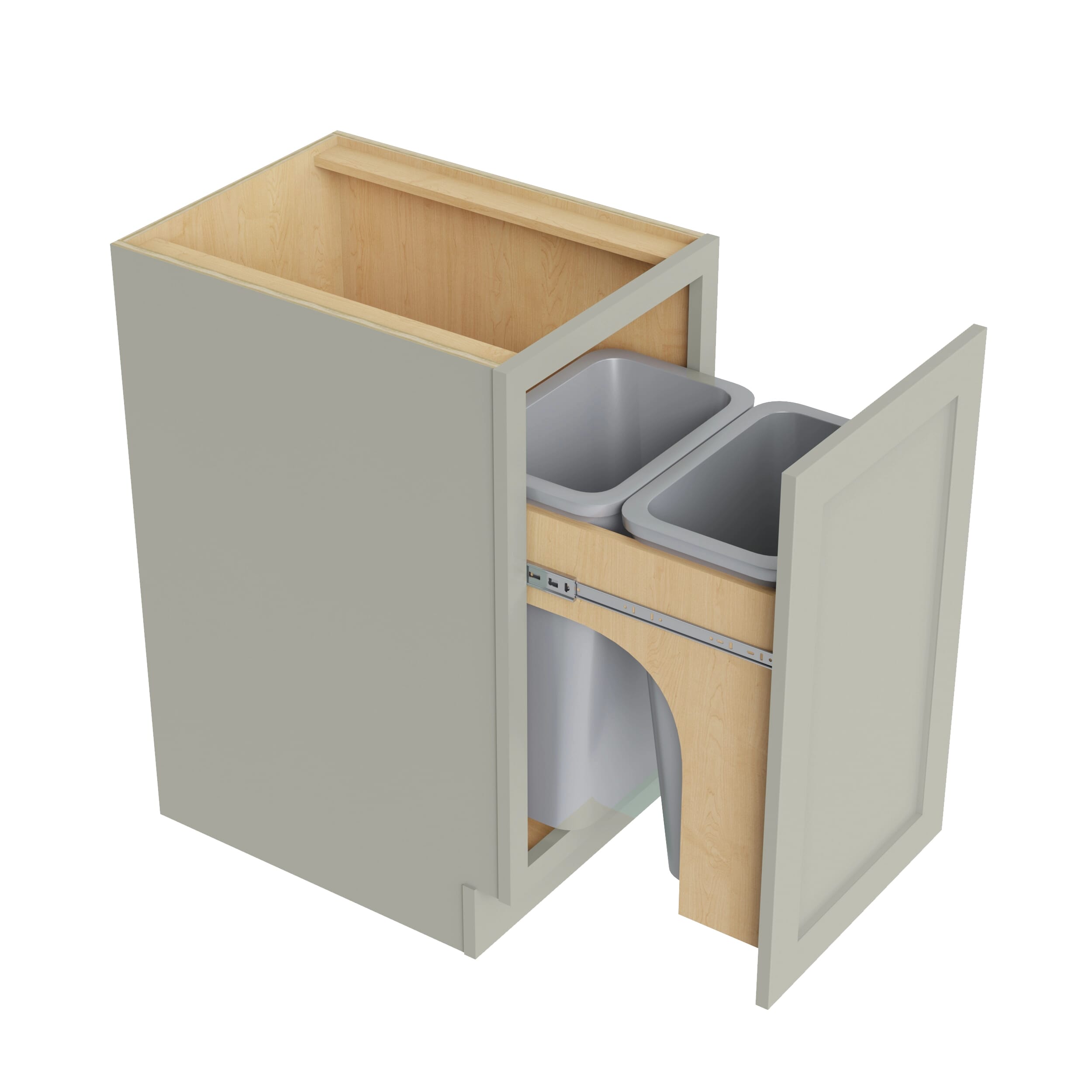 KCD Shaker Moss Trash Can Base w/ Full Ht Door - 18" W w/ 2 Cans - product photo