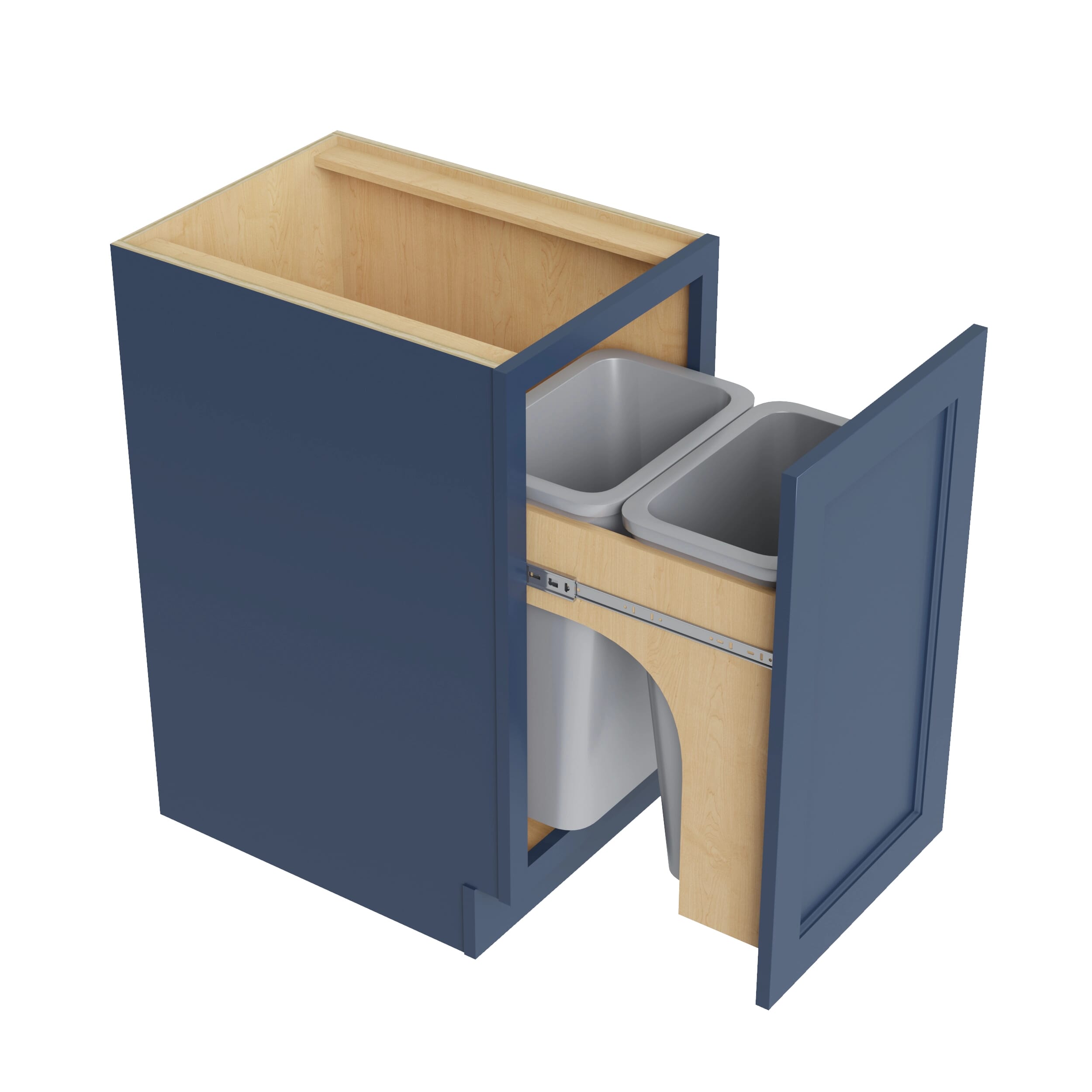 KCD Brooklyn Midnight Trash Can Base w/ Full Ht Door - 18" W w/ 2 Cans - product photo