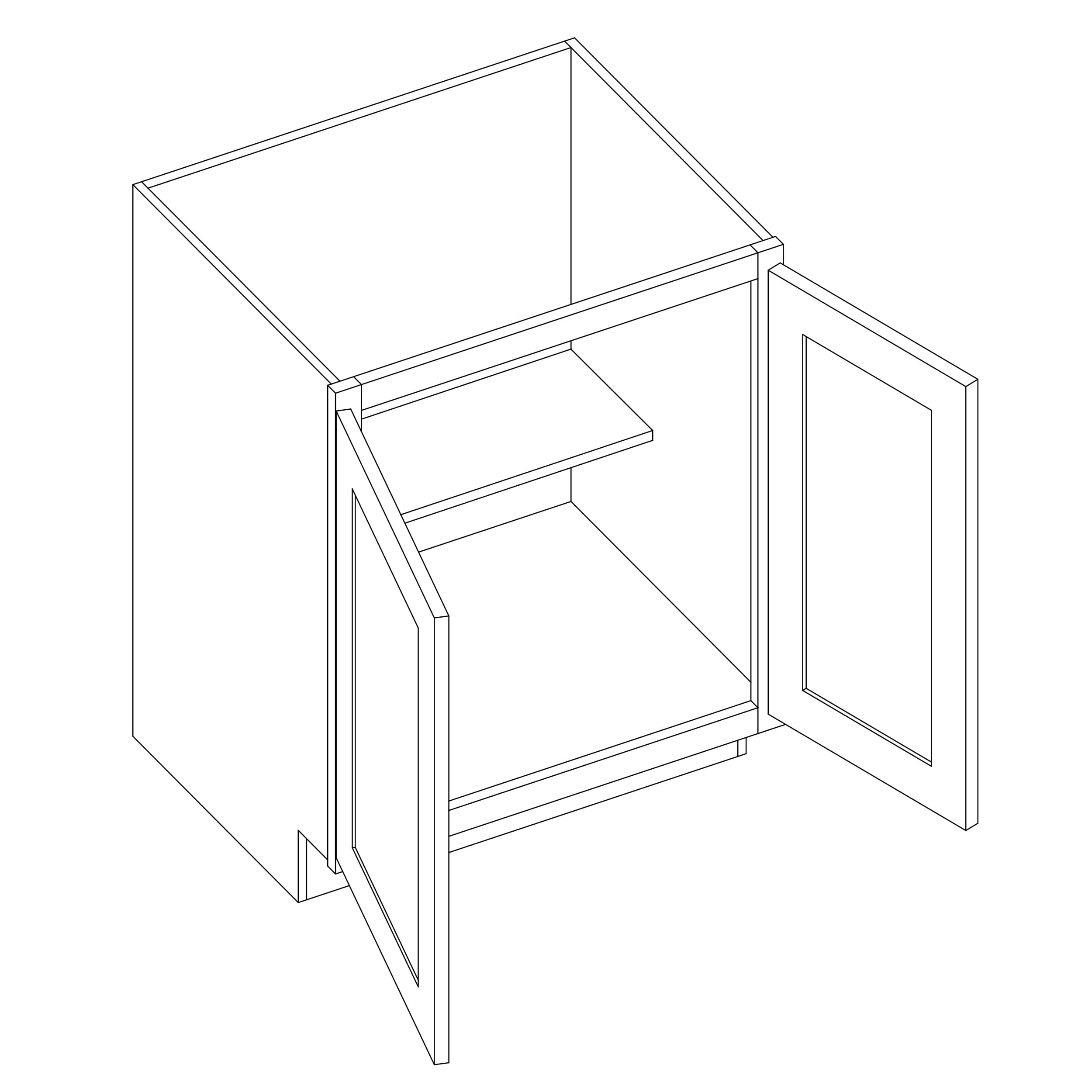 KCD Shaker Sand Full Height Double Door Base Cabinet - 36" W - line drawing