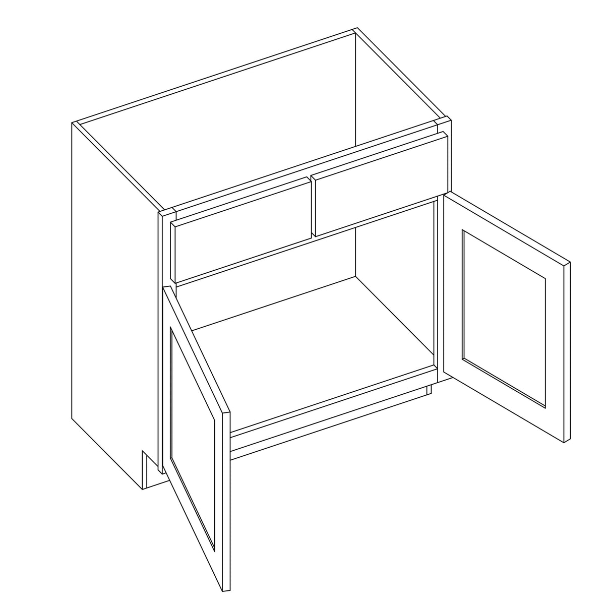 KCD Essential Gray Double Door Vanity - 30" W - line drawing