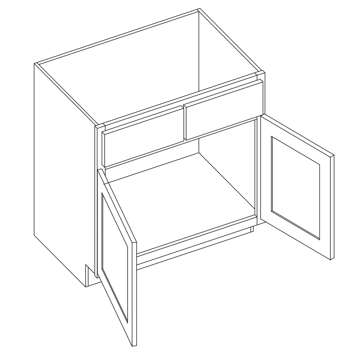 KCD Essential Gray Sink Base Cabinet - 36" W - line drawing