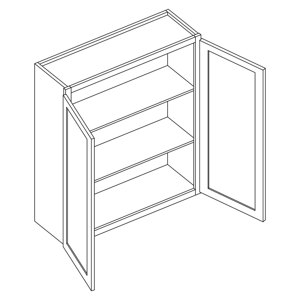 KCD Brooklyn Bright White Double Door Wall Cabinet - 27" W x 36" H - line drawing