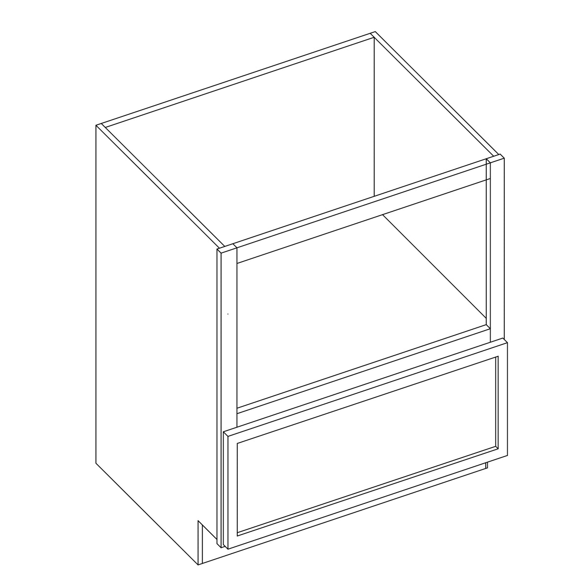 KCD Oslo Oak Microwave Base Cabinet - 30" W - line drawing