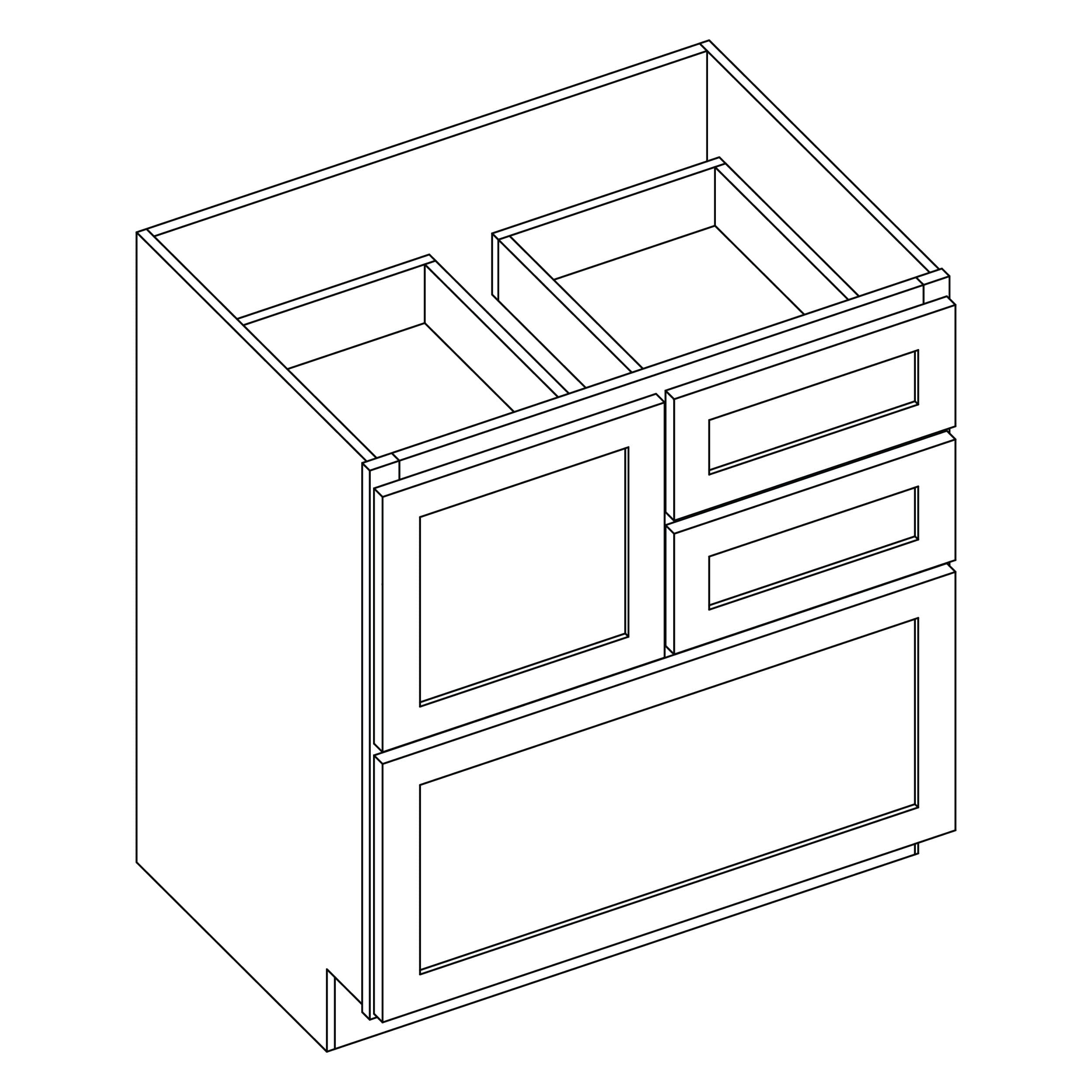 KCD Brooklyn Slate Cooking Center Base Cabinet - 30" W - line drawing