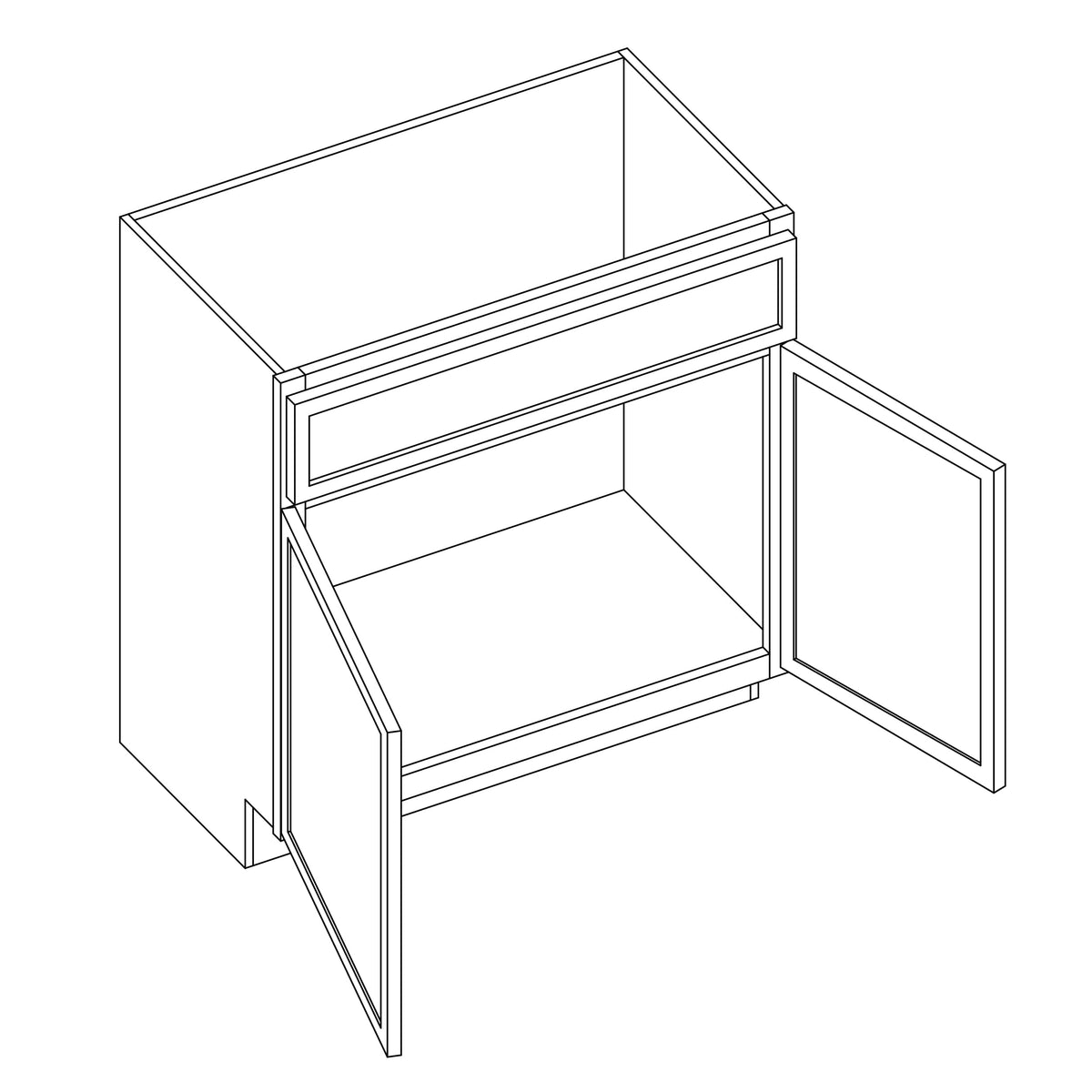 KCD Oslo Oak Double Door Vanity - 33" W - line drawing