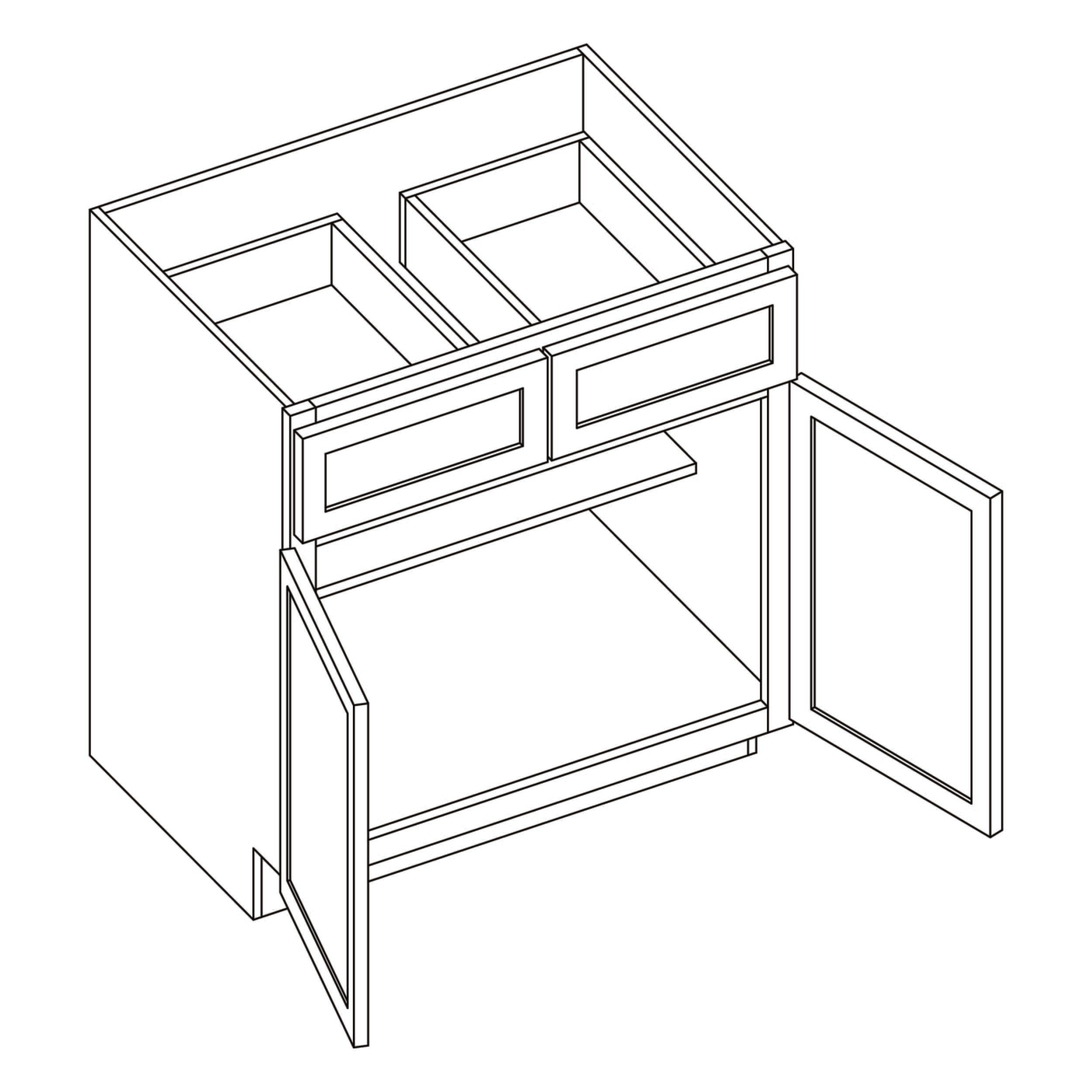 KCD Brooklyn Midnight Double Door Standard Base Cabinet - 33" W - line drawing