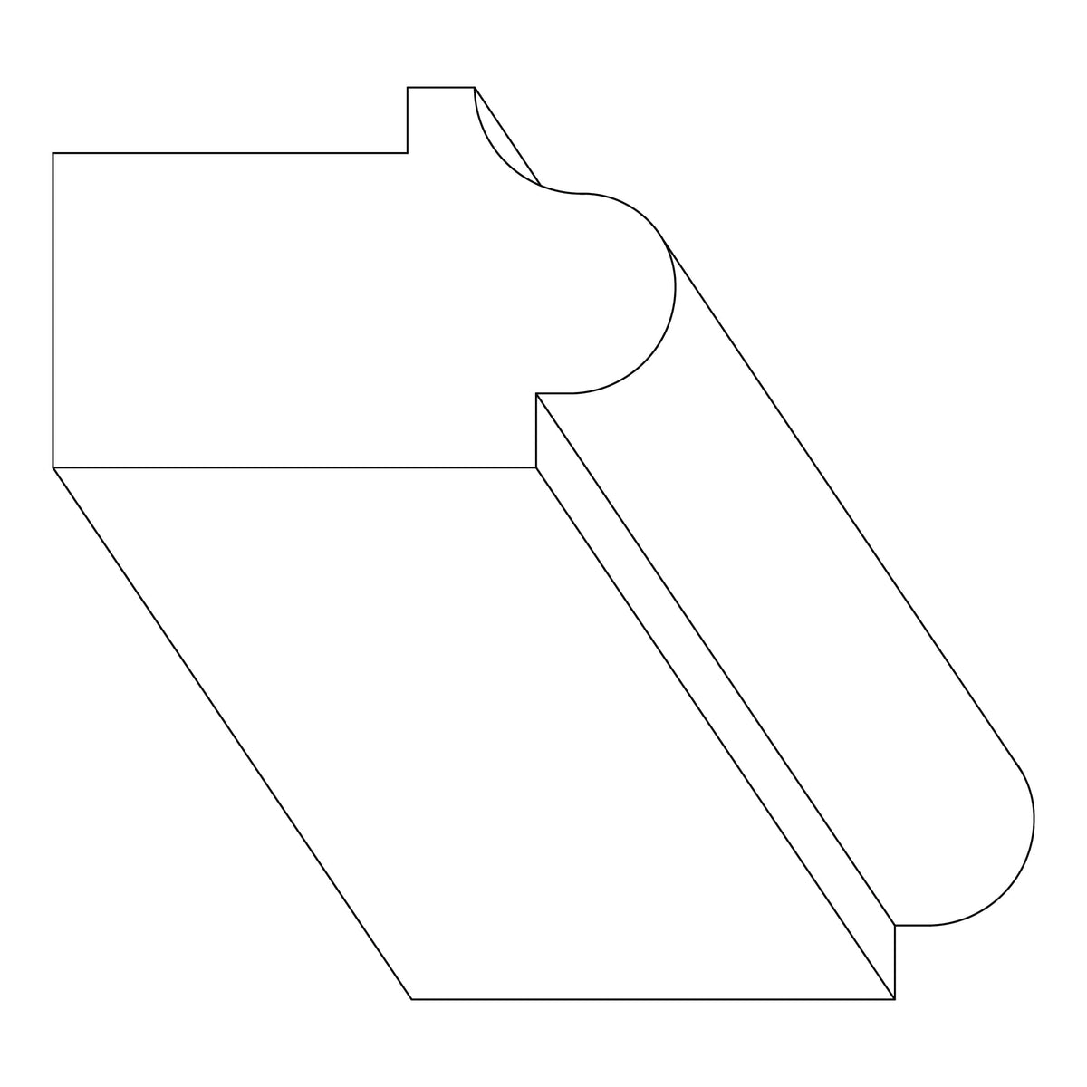KCD Essential White Bottom Edge Molding (Narrow Light Rail) - line drawing
