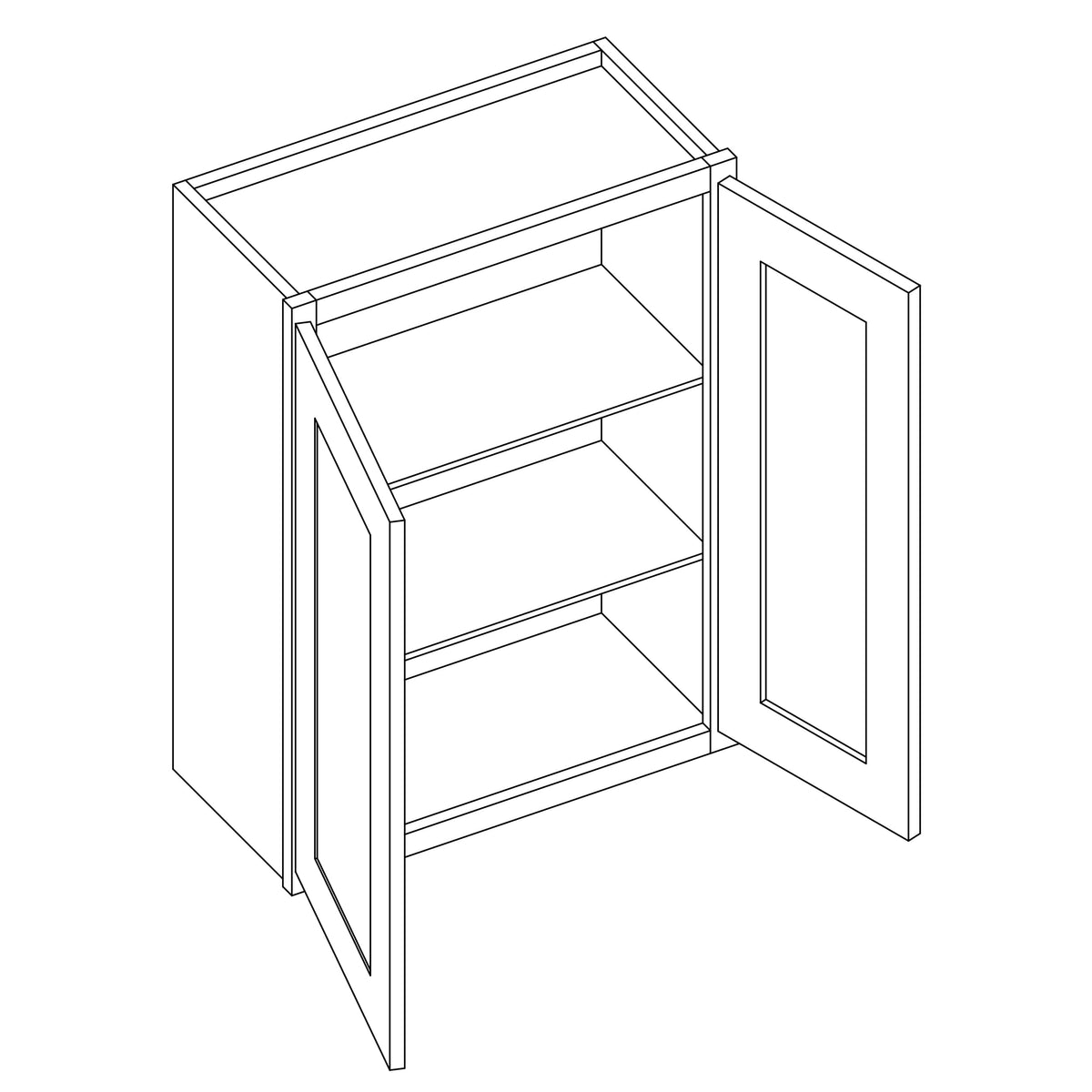 KCD Essential Gray Double Door Wall Cabinet - 39" W x 30" H - line drawing