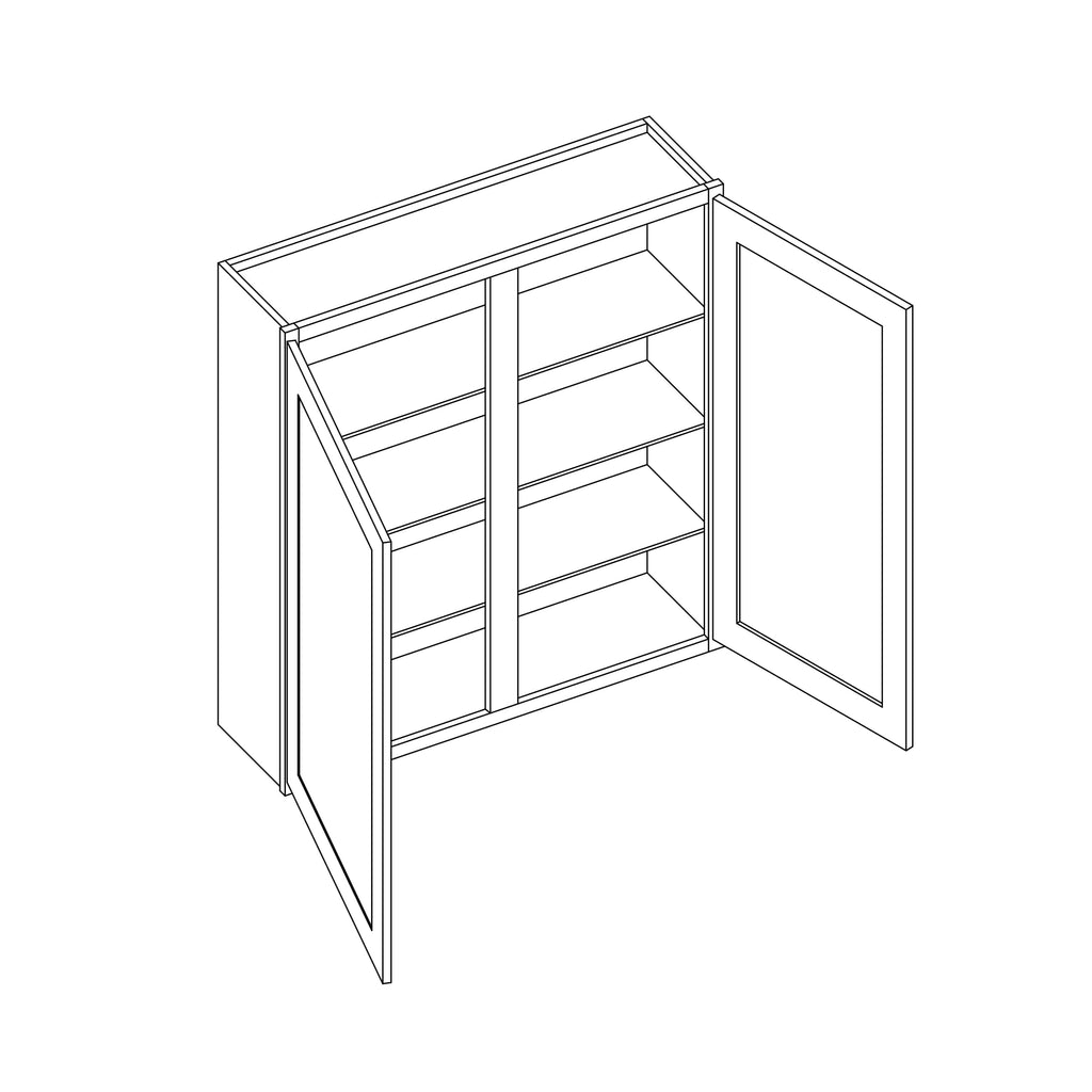 KCD Essential White Double Door Wall Cabinet - 42" W x 42" H - line drawing