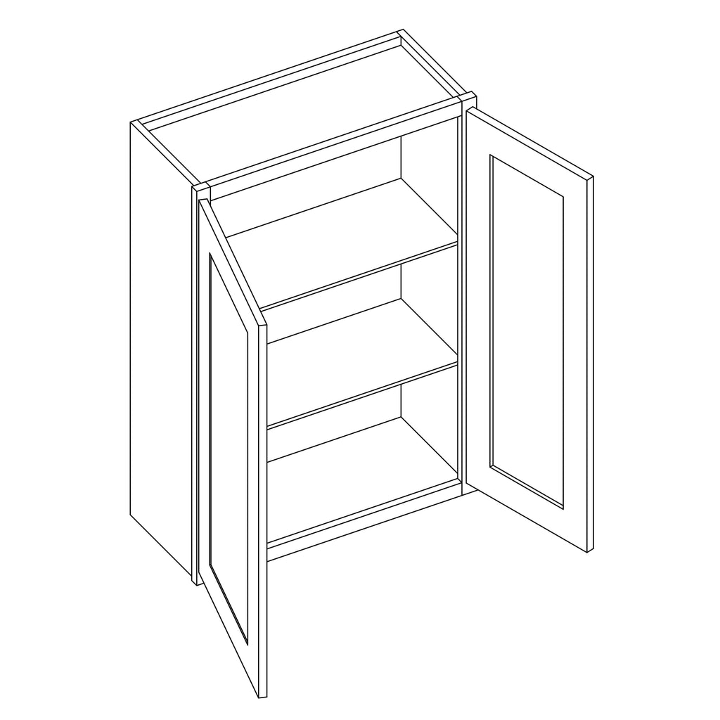 KCD Essential Gray Double Door Wall Cabinet - 39" W x 36" H - line drawing
