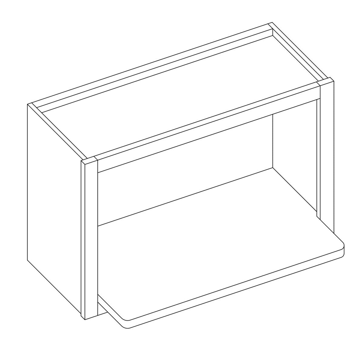 KCD Oslo Oak Microwave Wall Cabinet 18Hx30Wx12D - line drawing