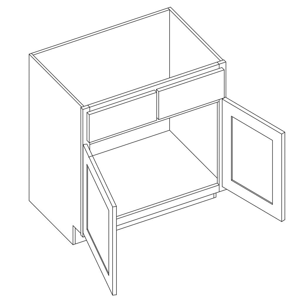 KCD Essential Gray Sink Base Cabinet - 30" W - line drawing