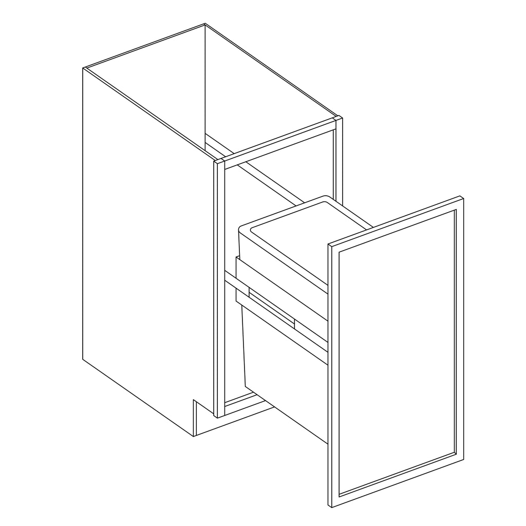 KCD Oslo Oak Trash Can Base w/ Full Ht Door - 18" W - line drawing