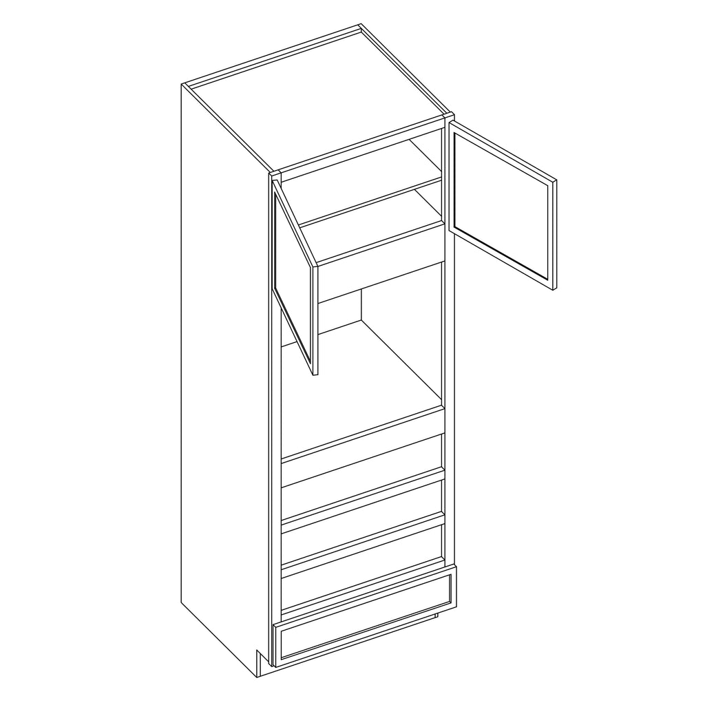 KCD Oslo White Oven Cabinet - 33" W x 90" H - line drawing