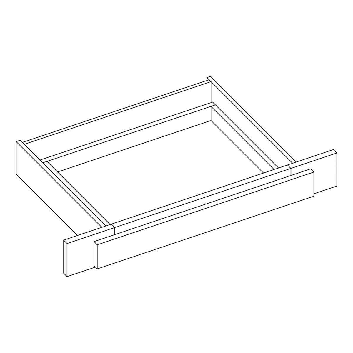 KCD Shaker Moss Vanity Drawer - 36" W with Adjustable Sides - line drawing