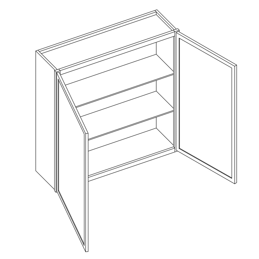 KCD Oslo Classic Walnut Double Door Wall Cabinet - 39" W x 36" H - line drawing