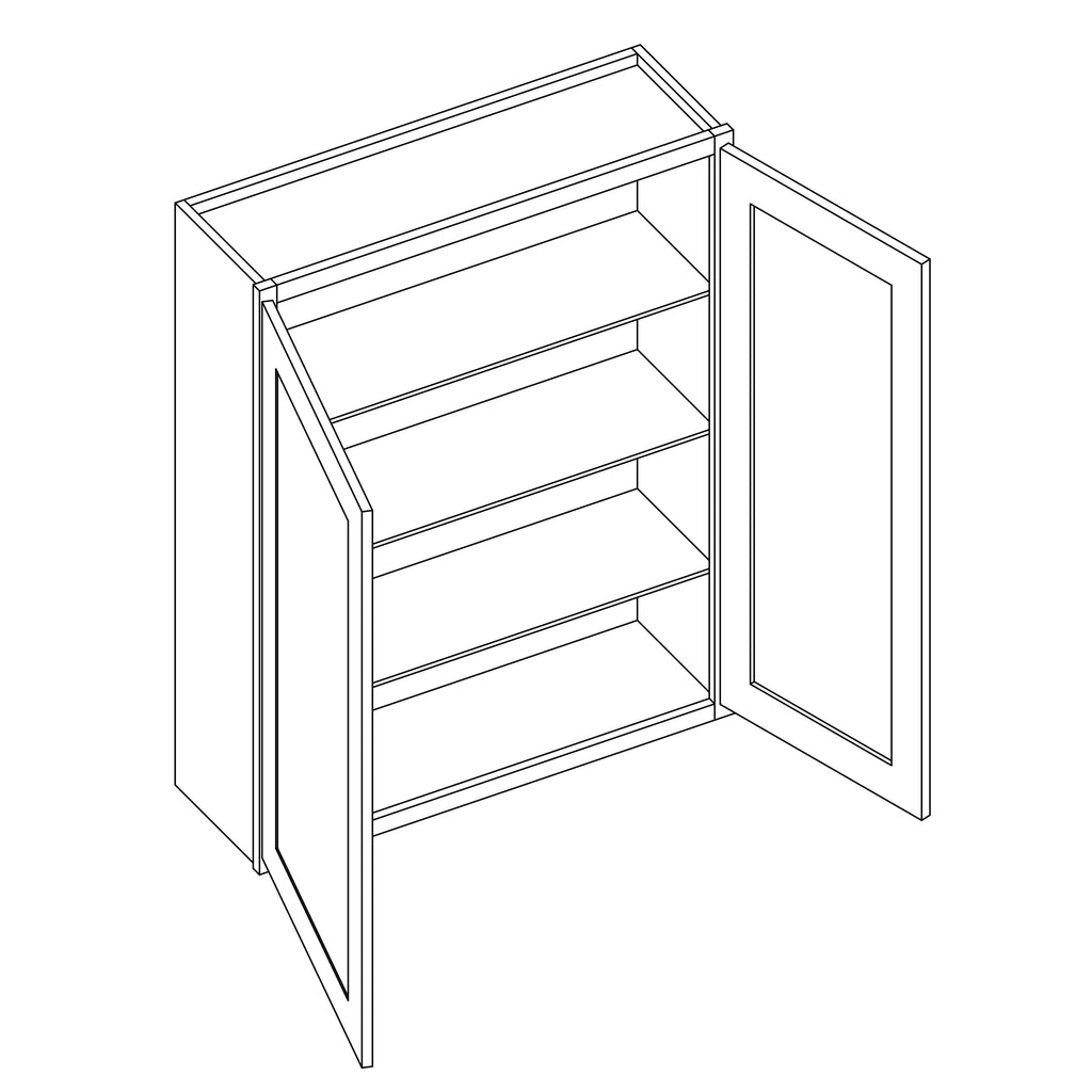 KCD Essential White Double Door Wall Cabinet - 24" W x 42" H - line drawing