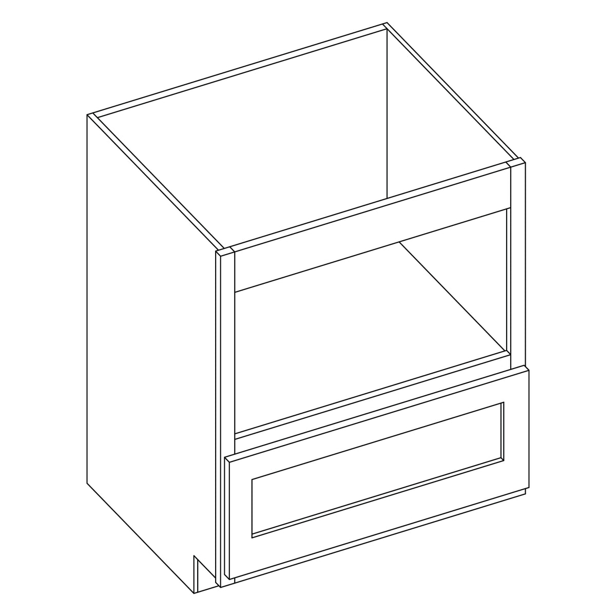 KCD Shaker Sand Microwave Base Cabinet - 24" W - line drawing