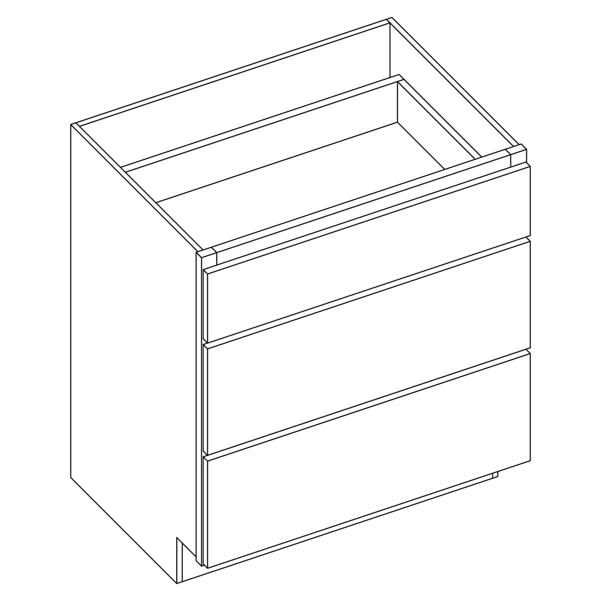 KCD Essential Gray Vanity Drawer Base - 12" W - line drawing
