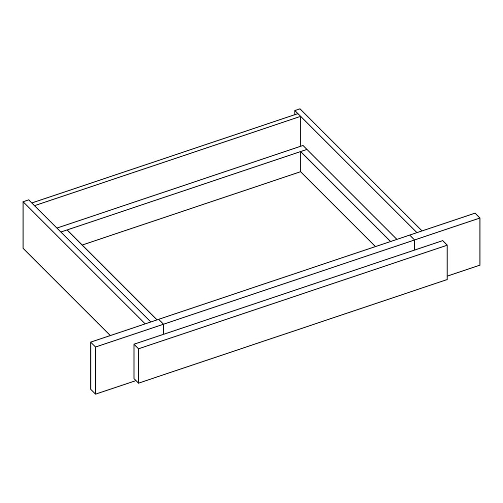 KCD Shaker Sand Vanity Drawer - 36" W with Adjustable Sides - line drawing