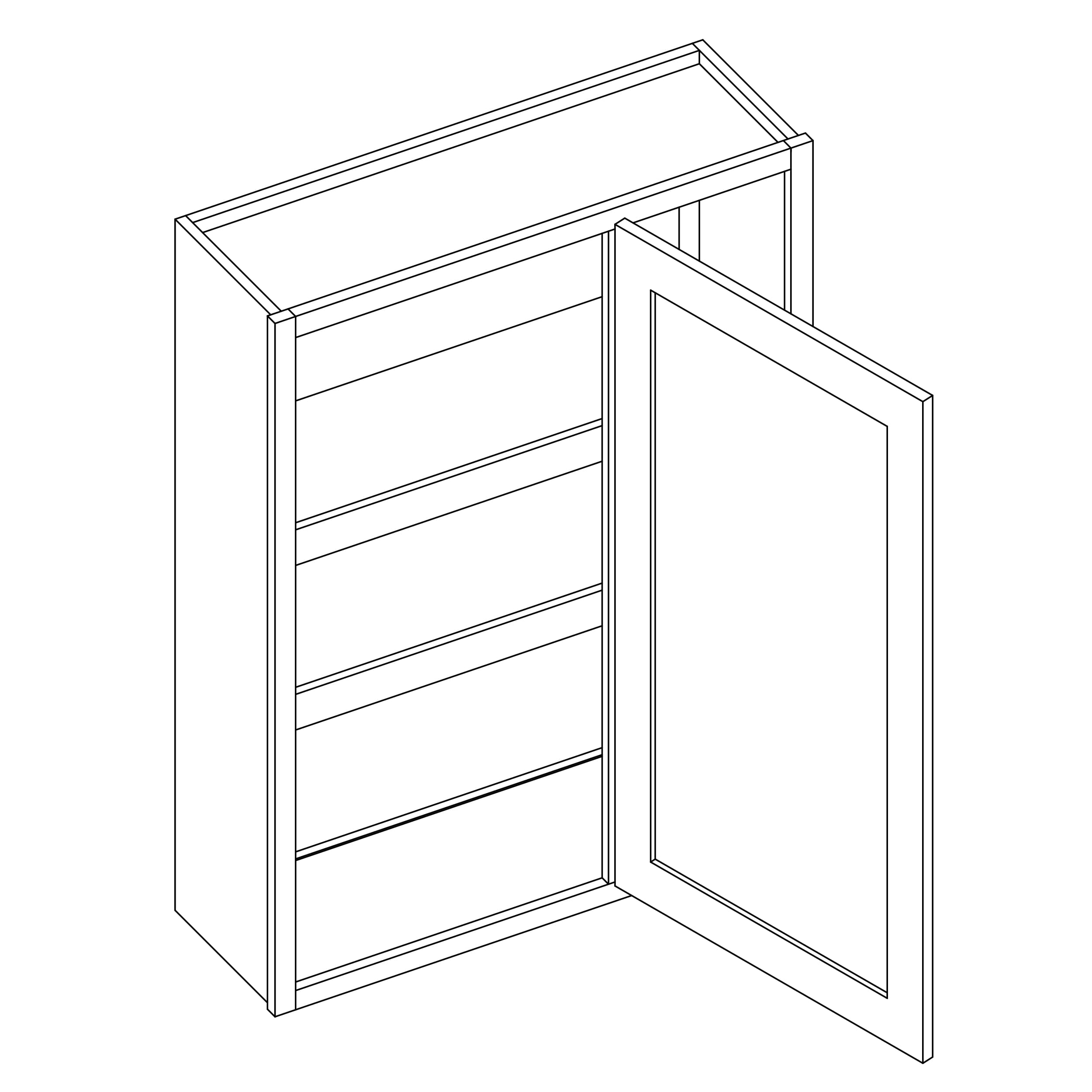 KCD Essential White Blind Wall Cabinet - 36" W x 36" H - line drawing