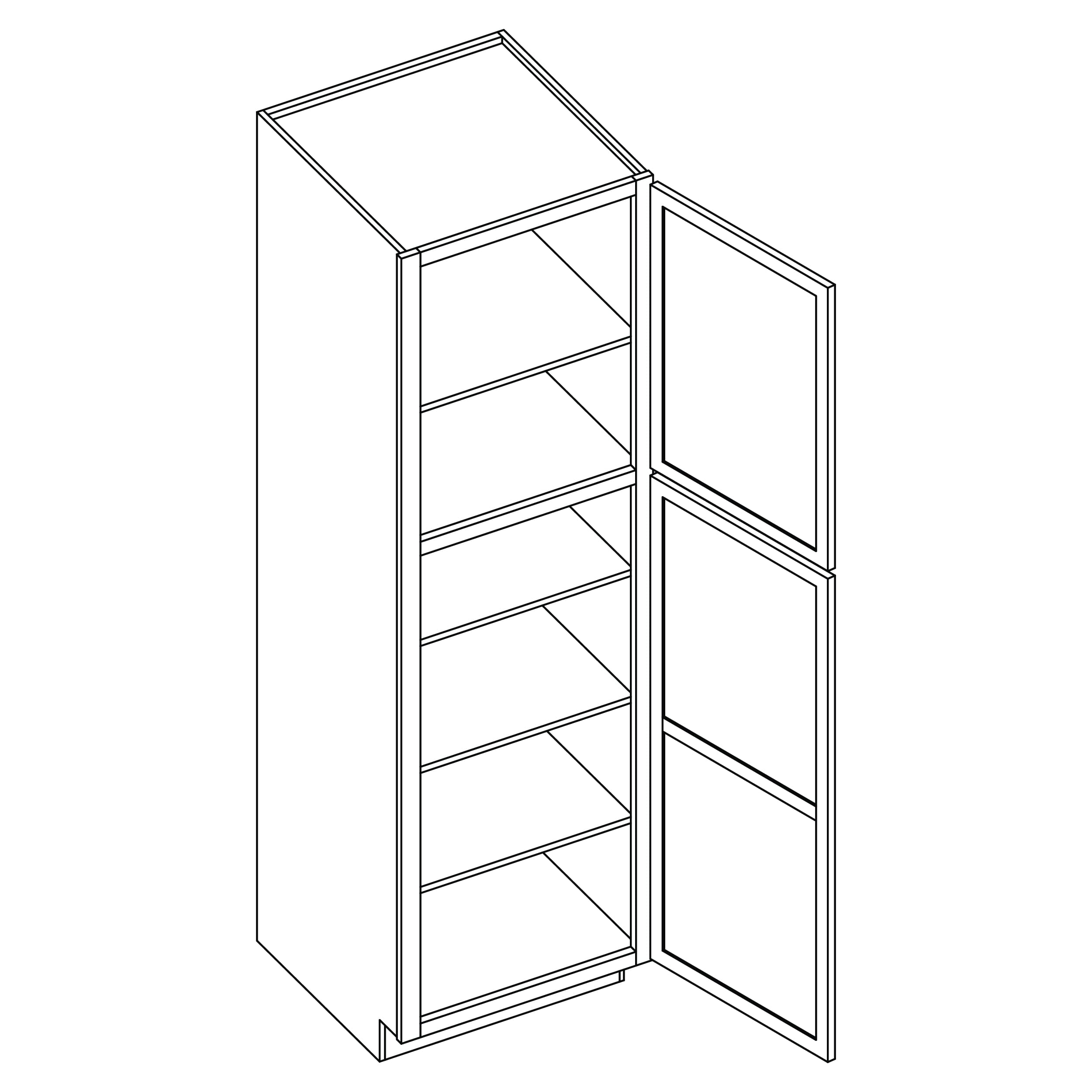 KCD Brooklyn Bright White Pantry - 18" W x 90" H - line drawing
