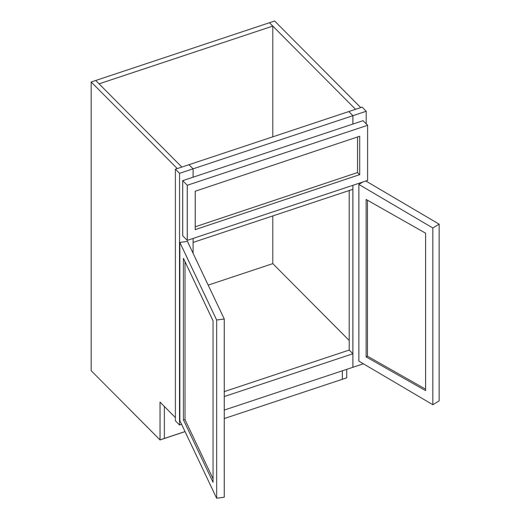 KCD Oslo Oak Double Door Vanity - 27" W - line drawing