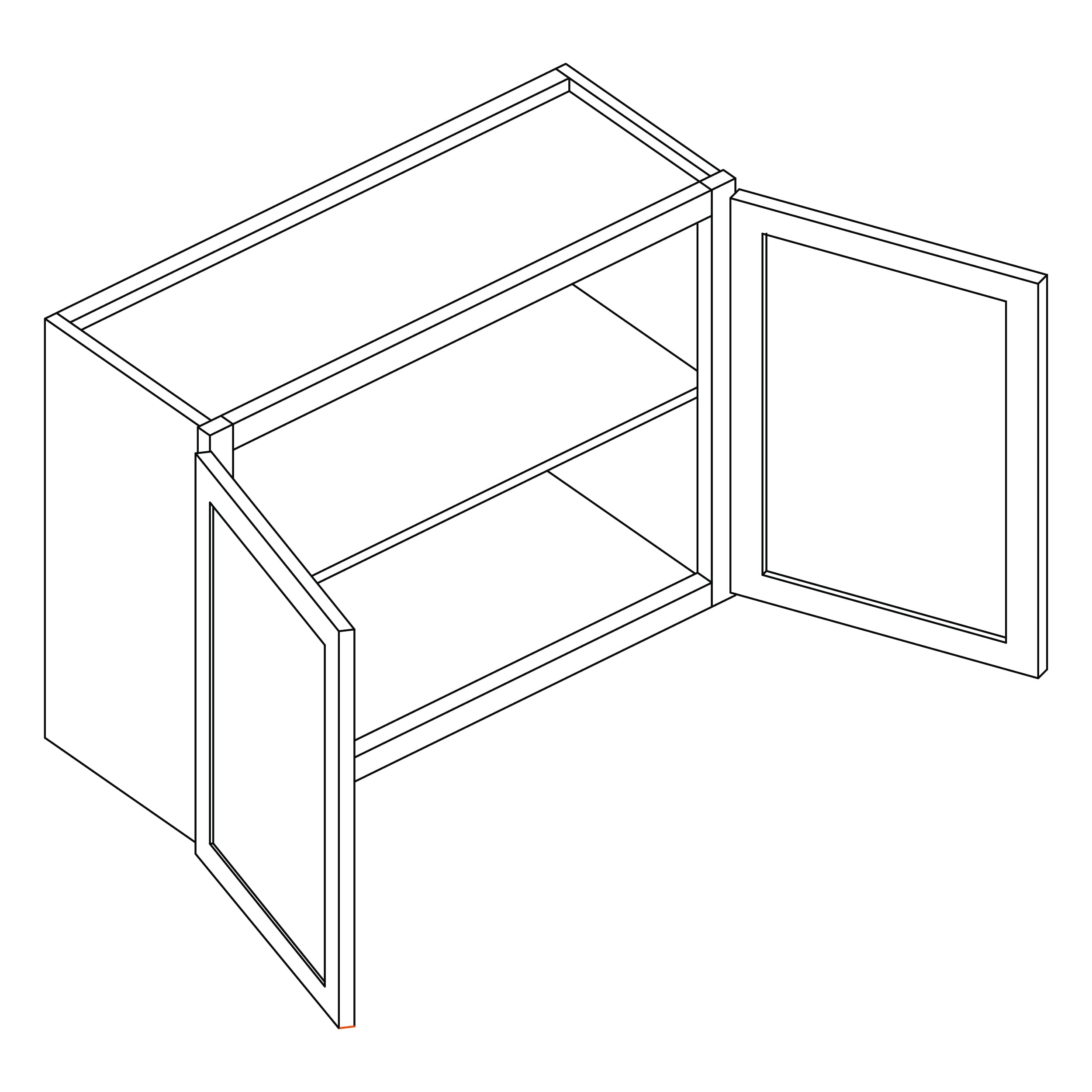 KCD Shaker Moss Double Door Wall Cabinet - 36" W x 24" H - line drawing
