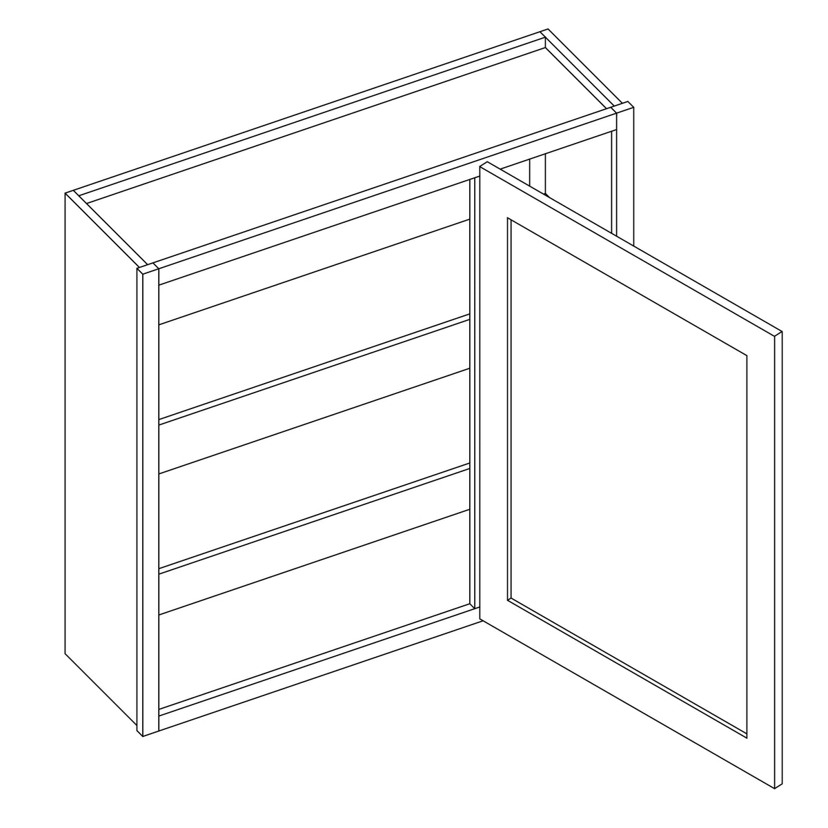 KCD Brooklyn Slate Blind Wall Cabinet - 30" W x 42" H - line drawing