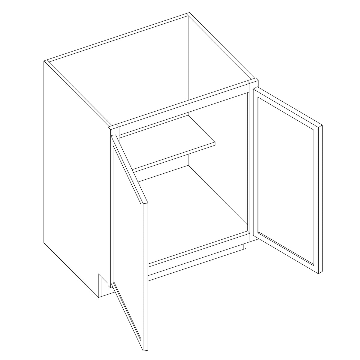 KCD Oslo Oak Full Height Double Door Base Cabinet - 27" W - line drawing