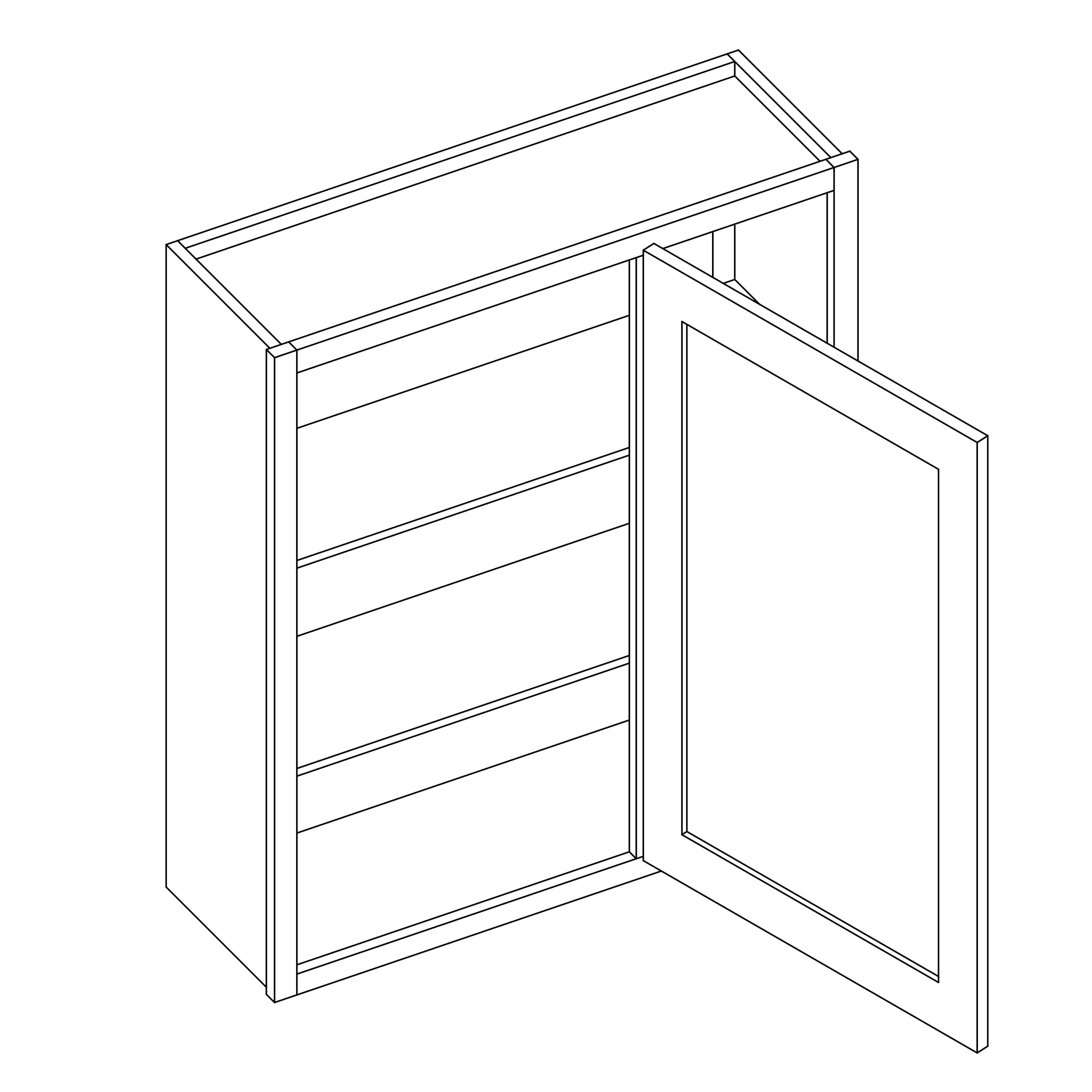 KCD Essential White Blind Wall Cabinet - 30" W x 30" H - line drawing