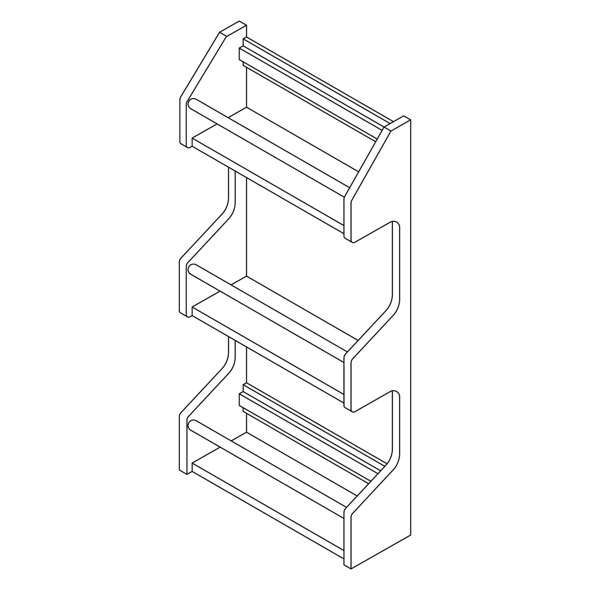 KCD KCD Accessories Natural Spice Rack Door Mount for 20.5" Door - line drawing
