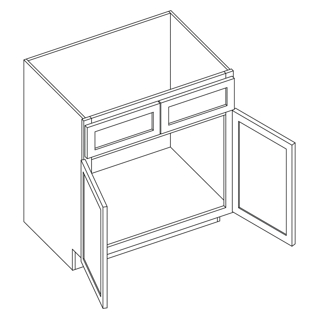 KCD Shaker Sand Sink Base Cabinet - 30" W - line drawing