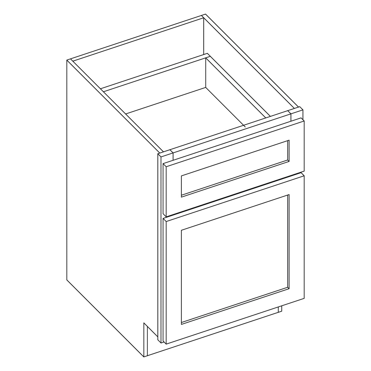 KCD Brooklyn Bright White Desk Drawer Base - 18" W x 29.5" H x 24" D - line drawing