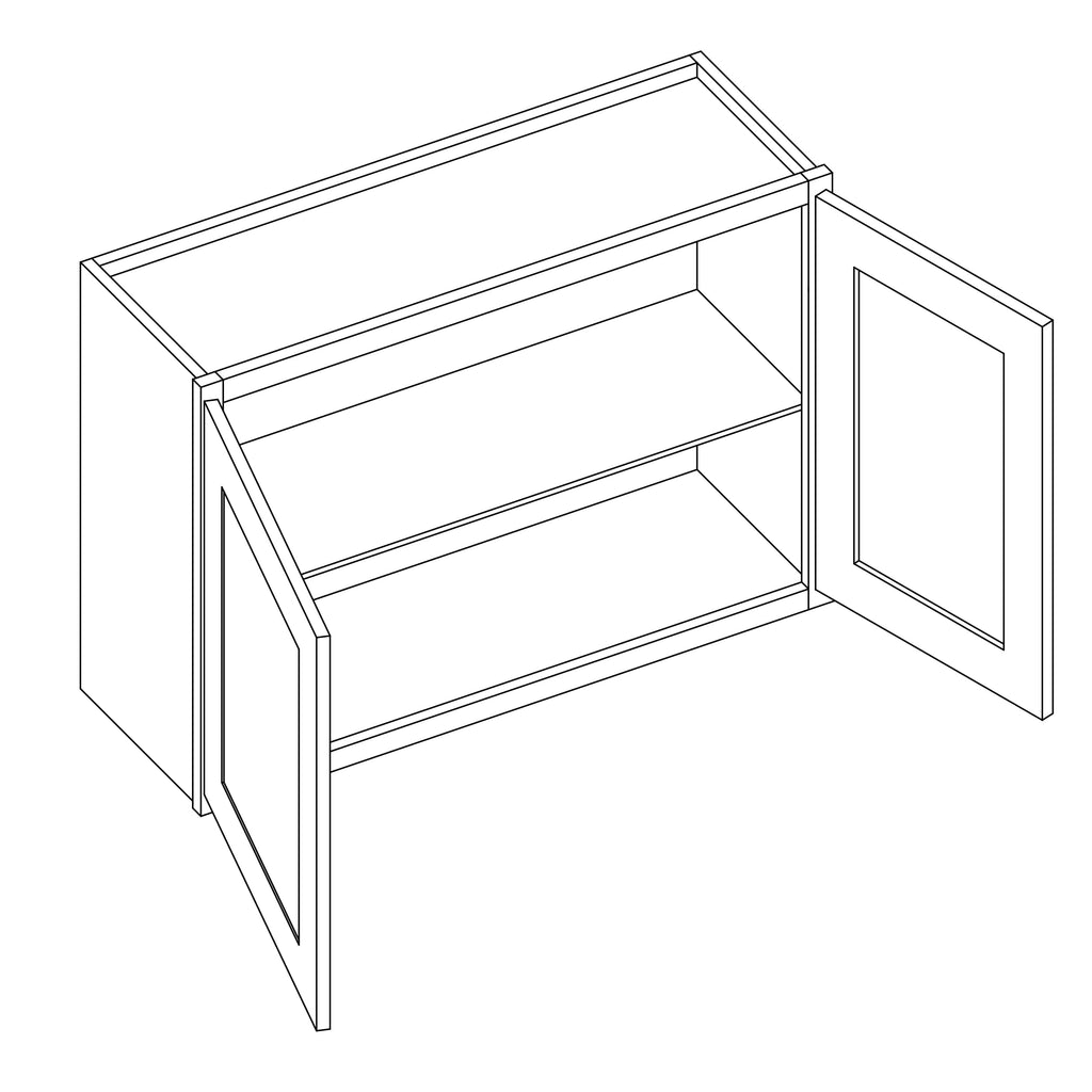 KCD Essential White Double Door Wall Cabinet - 30" W x 24" H - line drawing
