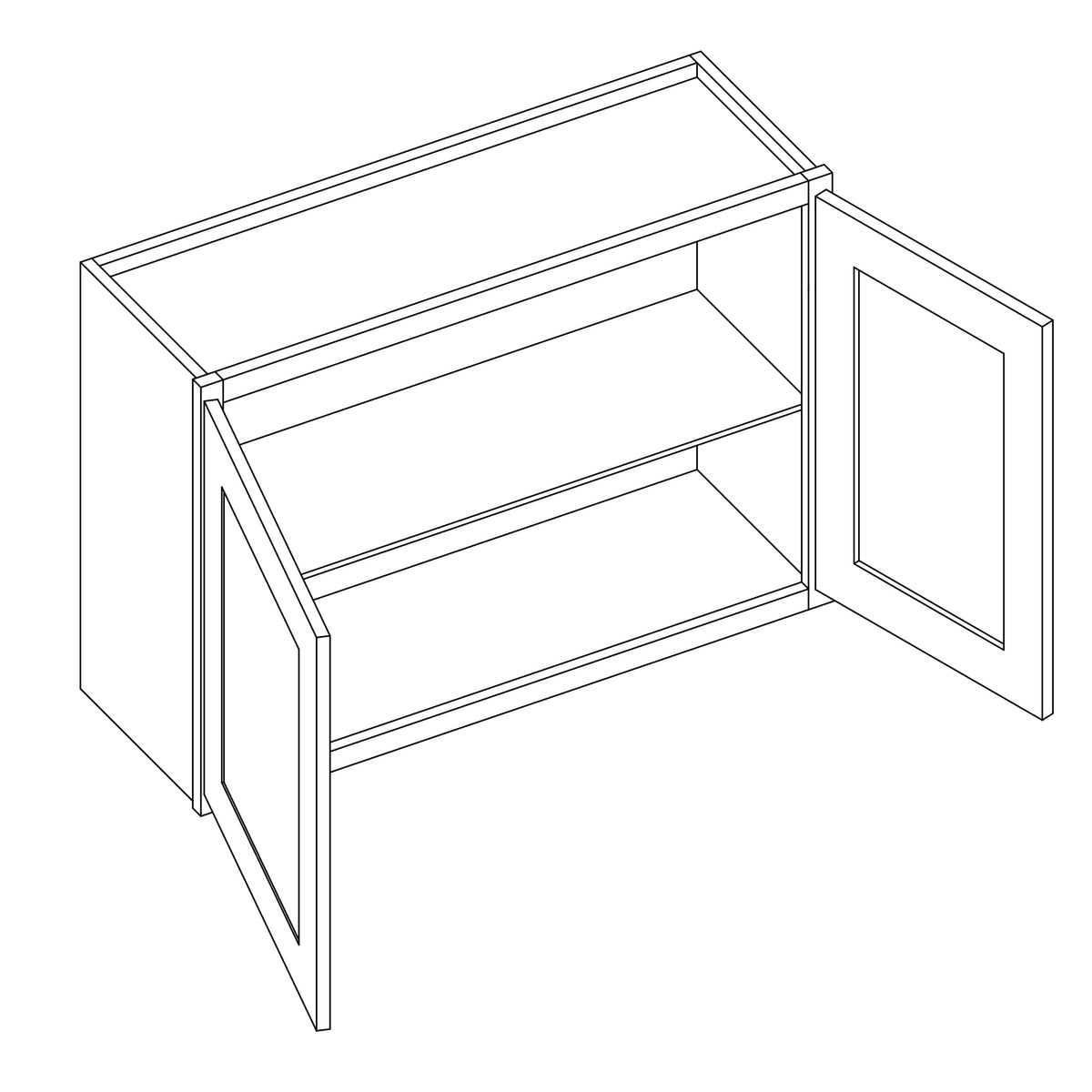 KCD Essential White Double Door Wall Cabinet - 30" W x 24" H - line drawing