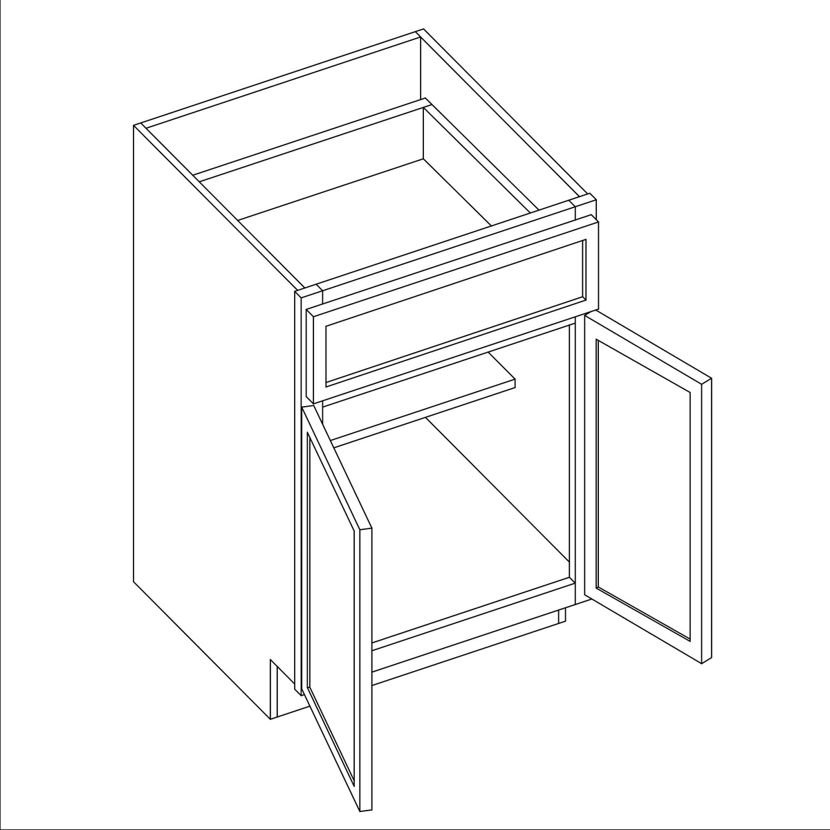 KCD Oslo Classic Walnut Double Door Standard Base Cabinet - 33" W - line drawing