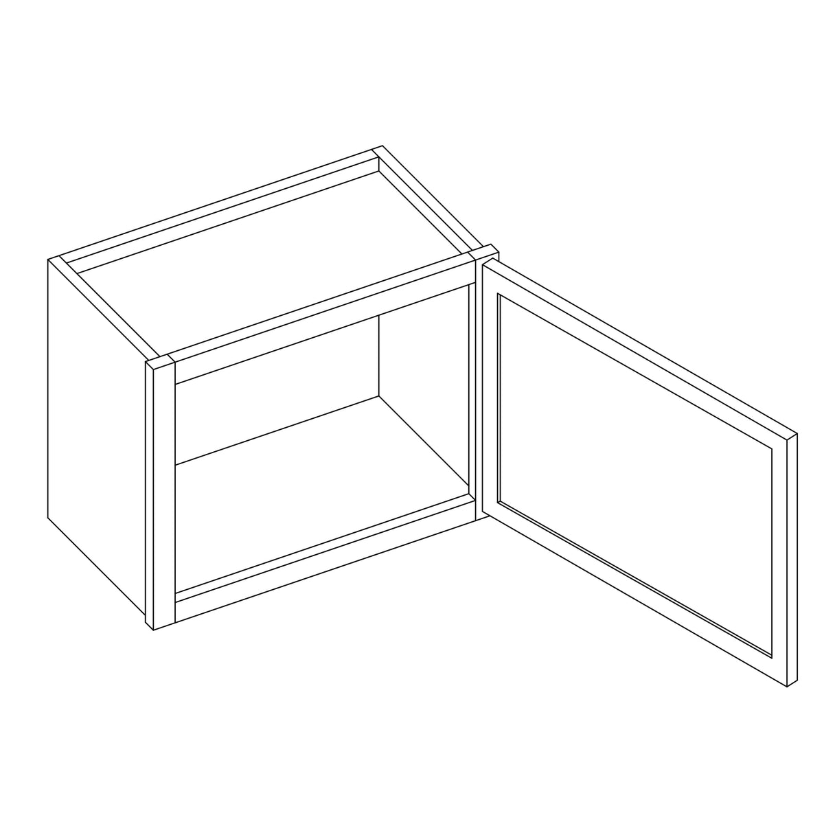 KCD Oslo White Single Door Wall Cabinet - 18" W x 15" H - line drawing