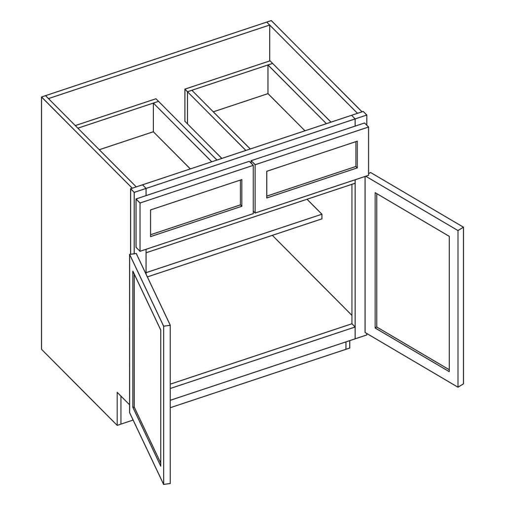 KCD Shaker Moss Double Door Standard Base Cabinet - 24" W - line drawing