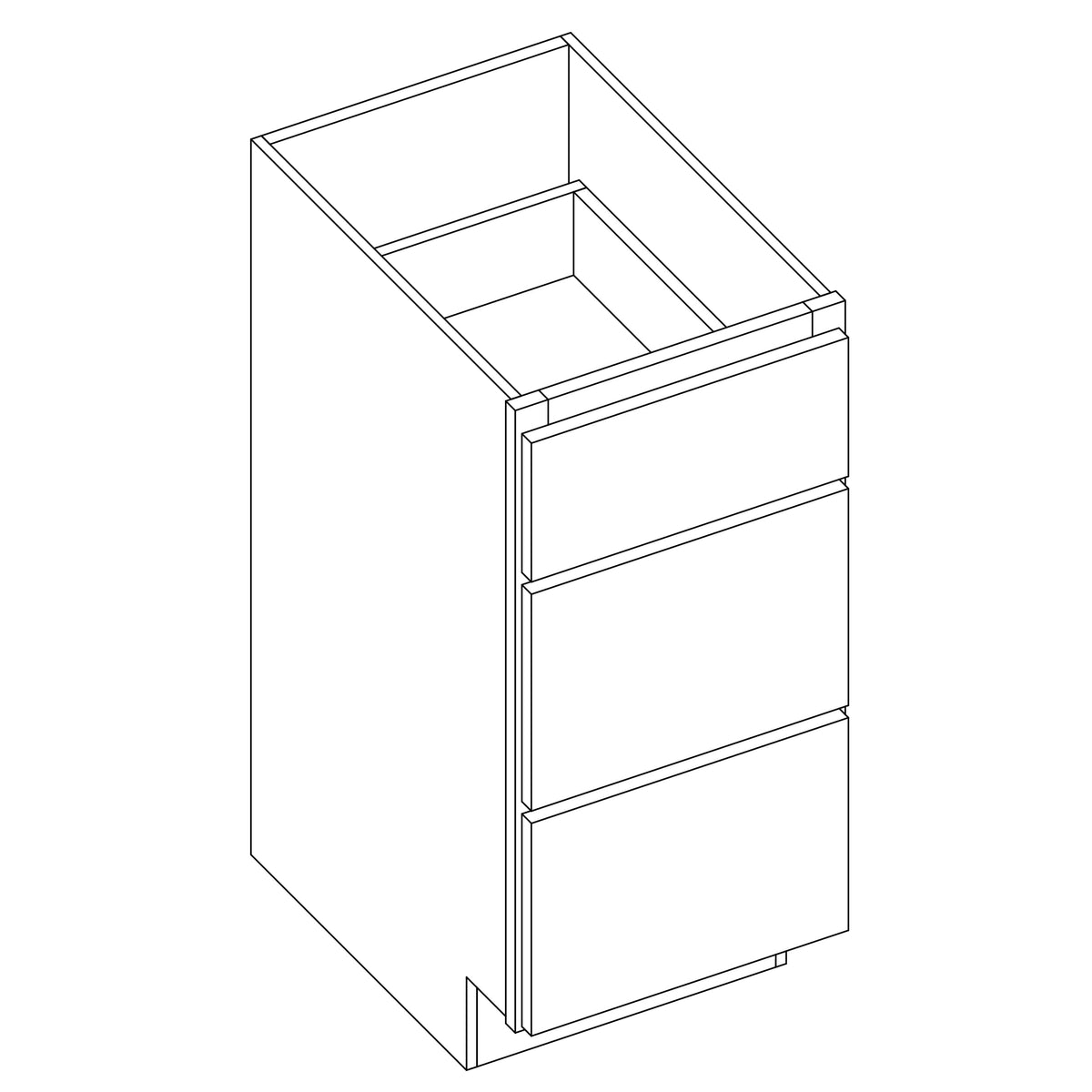 KCD Essential White Vanity Drawer Base - 12" W x 32.5" H x 21" D - Reduced Height - line drawing