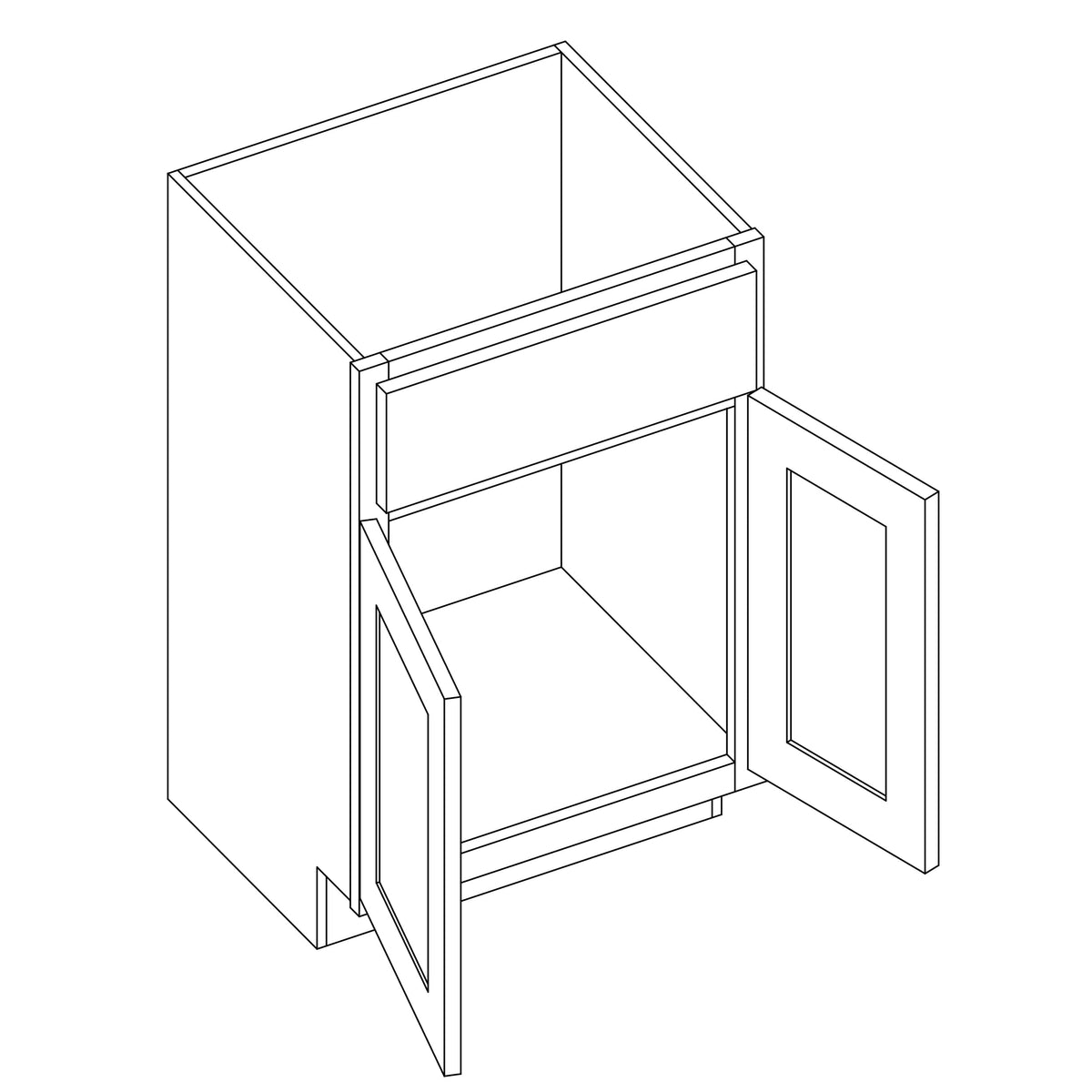 KCD Essential Gray Double Door Vanity - 24" W - line drawing