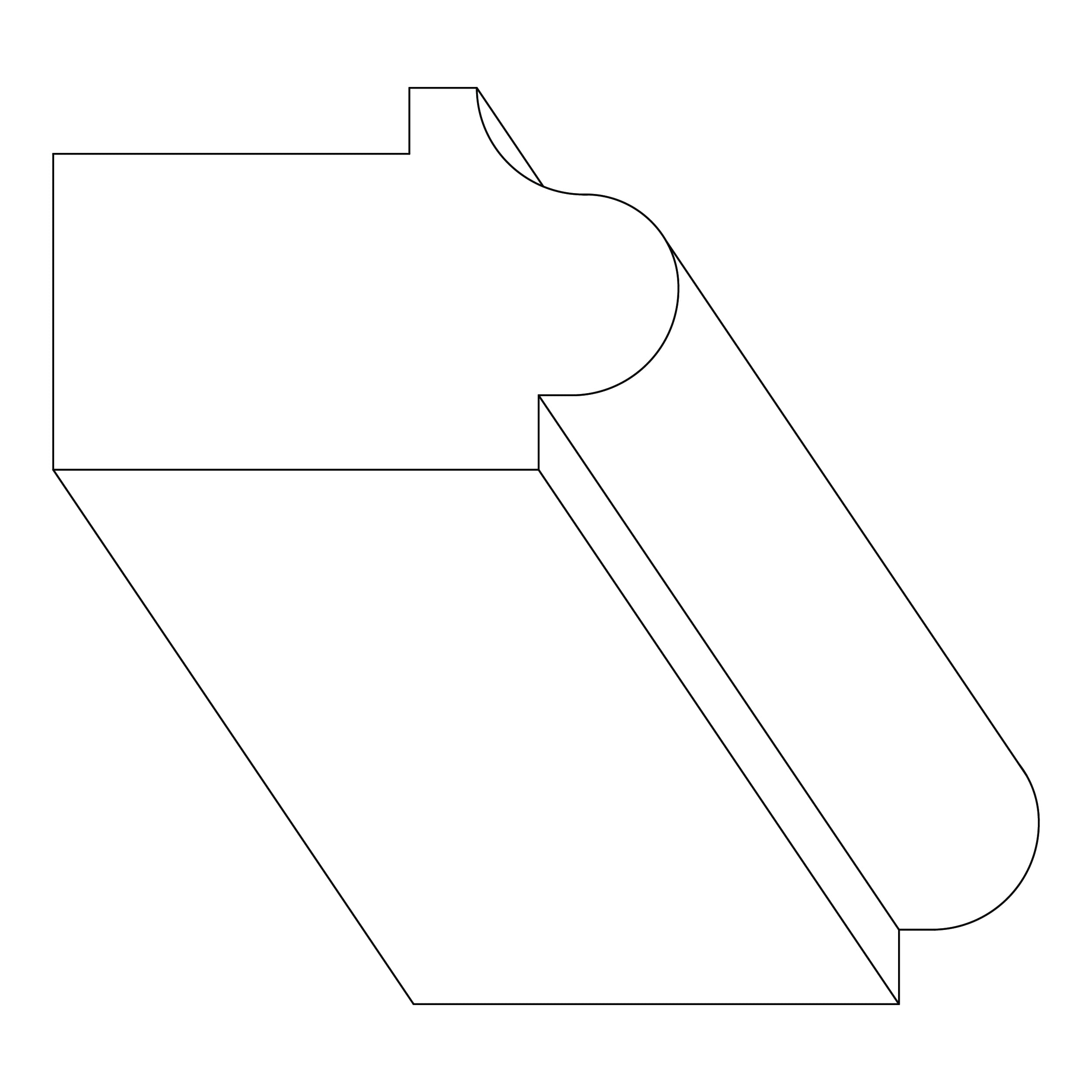 KCD Brooklyn Fawn Bottom Edge Molding (Narrow Light Rail) - line drawing