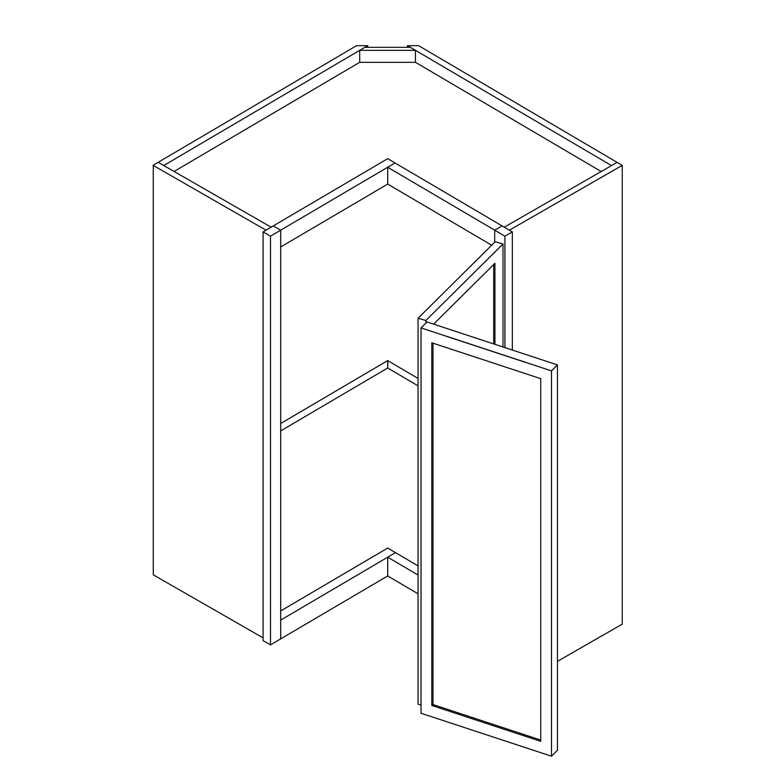 KCD Oslo White Wall Easy Reach 24"W x 36"H X 12"D - line drawing