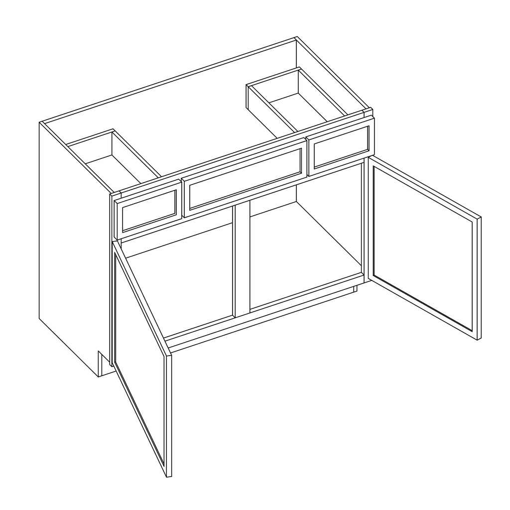 KCD Oslo White Vanity Sink Base - 42" W - line drawing