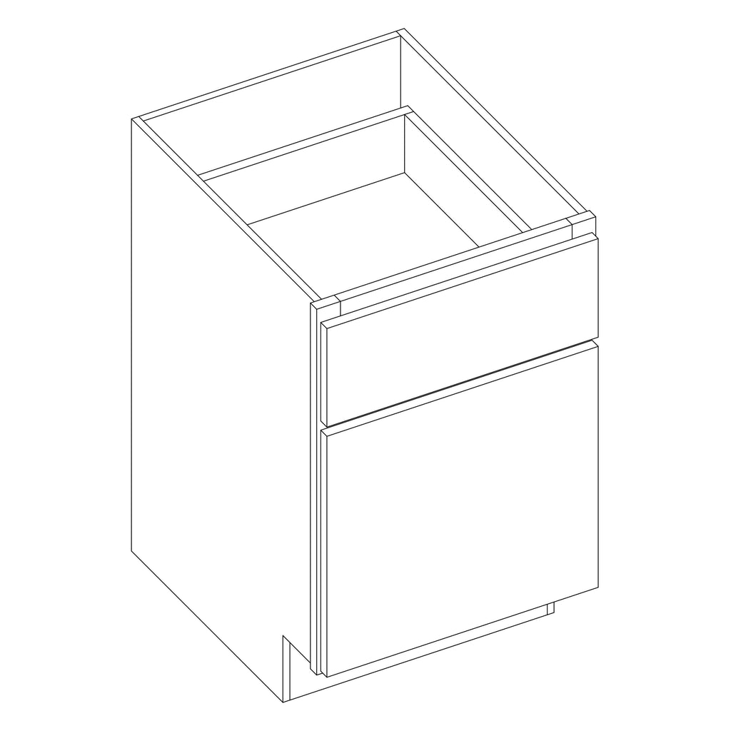 KCD Shaker Designer White Slab Desk Drawer Base - 18" W x 29.5" H x 24" D - line drawing
