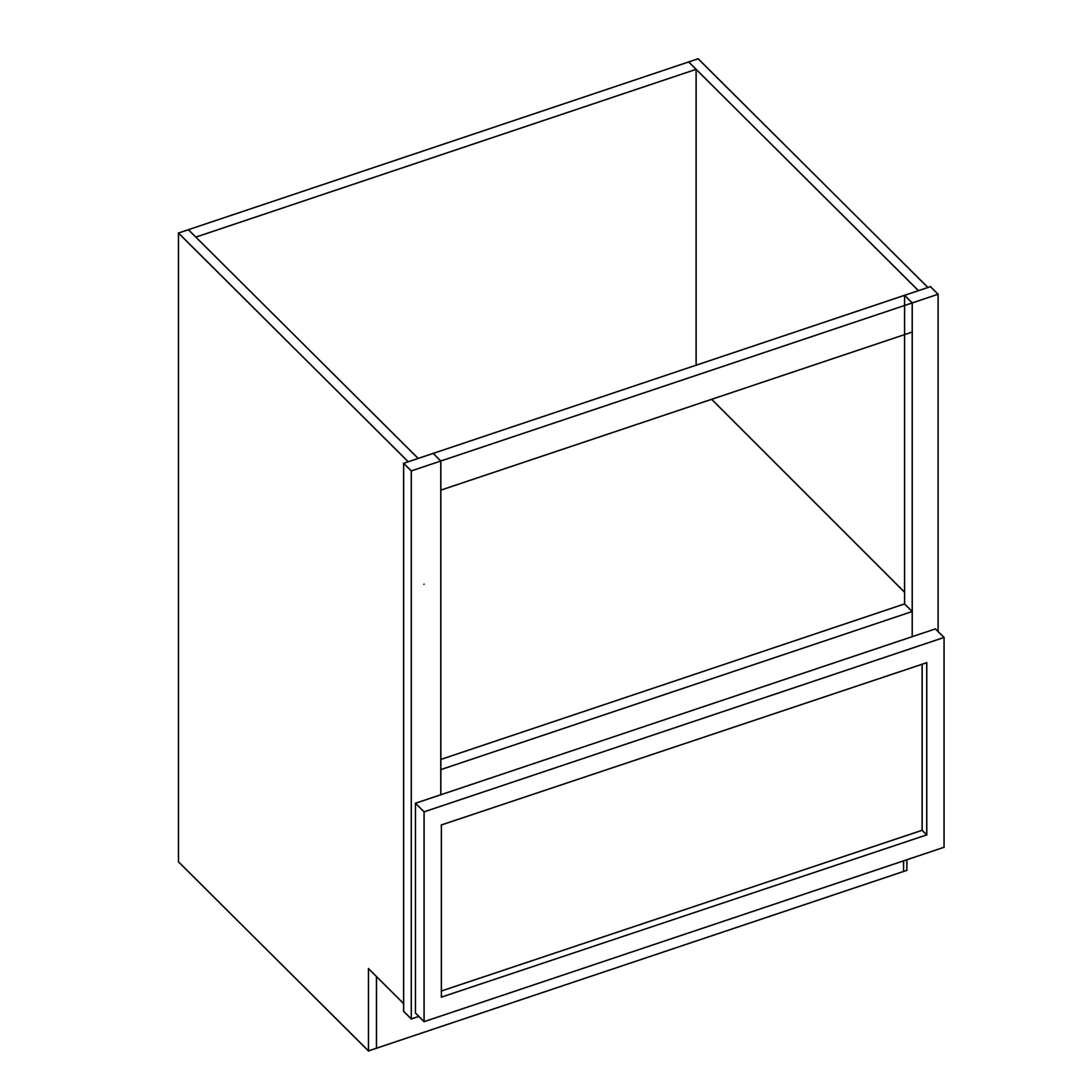 KCD Oslo Classic Walnut Microwave Base Cabinet - 30" W - line drawing