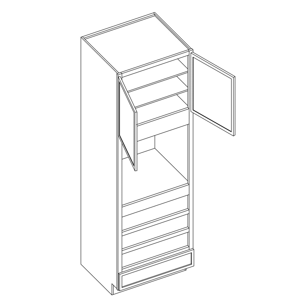 KCD Oslo White Oven Cabinet - 33" W x 96" H - line drawing