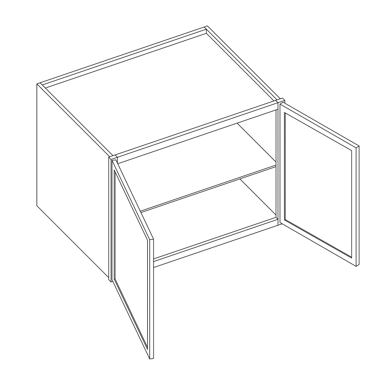 KCD Oslo Classic Walnut Deep Wall Cabinet - 33" W x 24" H x 24" D - line drawing