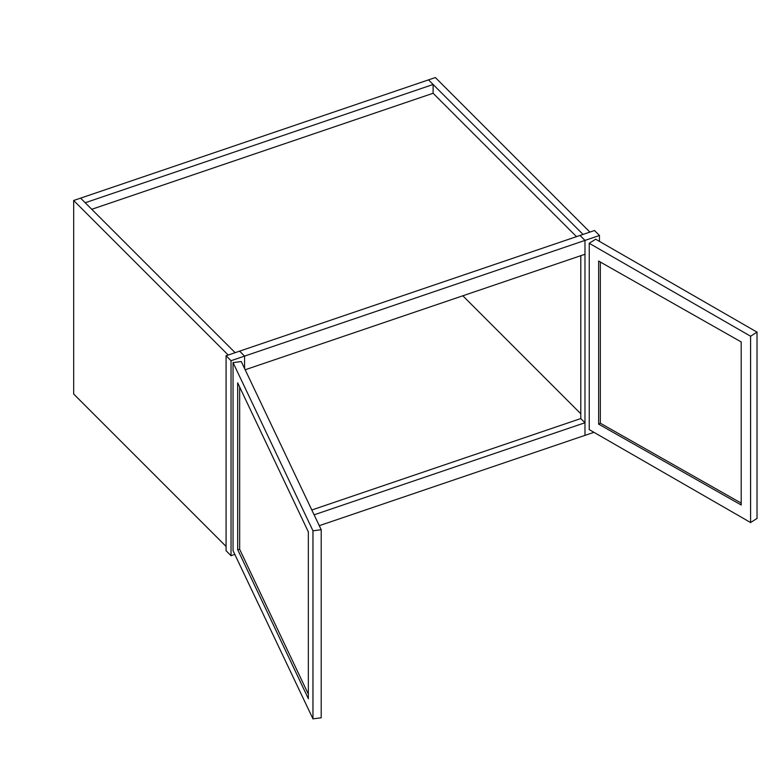 KCD Oslo White Deep Wall Cabinet - 36" W x 18" H x 24" D - line drawing